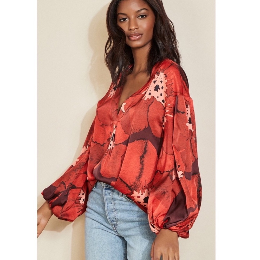 Hutch red floral blouse